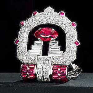  ruby and diamond clip brooch by Cartier